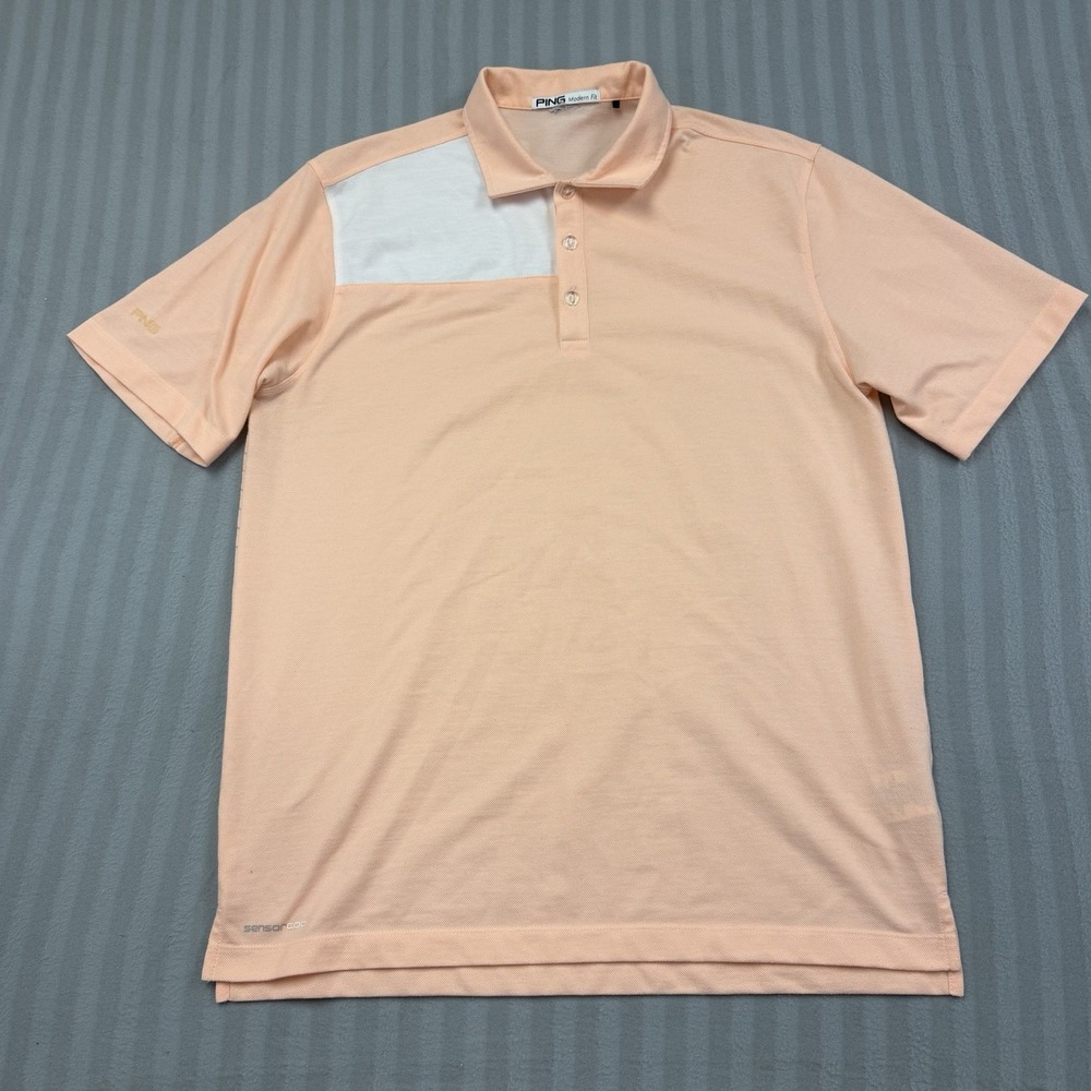 Ping Golf Modern Fit Polo Sensor Cool Peach White Men's Size XL
